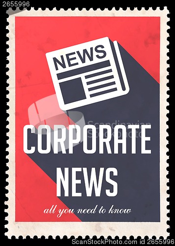 Image of Corporate News on Red in Flat Design.