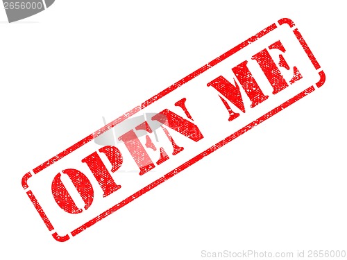 Image of Open Me - Red Rubber Stamp.