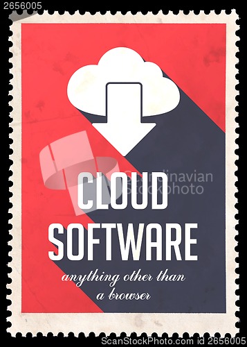 Image of Cloud Software on Red in Flat Design.