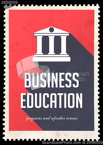 Image of Business Education on Red in Flat Design.