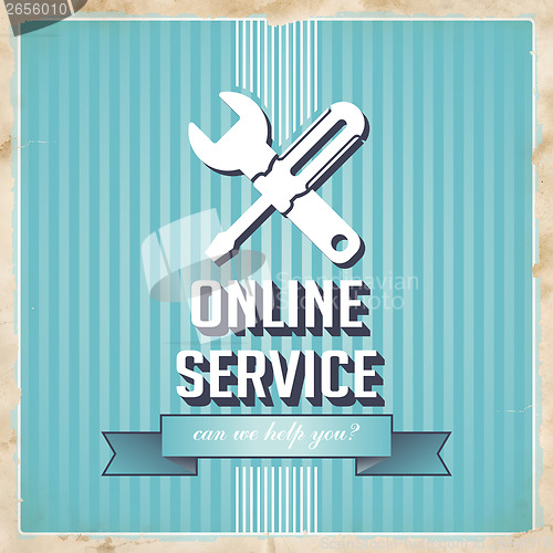 Image of Online Service Concept on Blue in Flat Design.