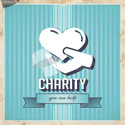 Image of Charity on Blue Striped Background in Flat Design.