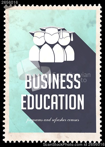 Image of Business Education on Light Blue in Flat Design.