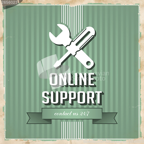 Image of Online Support Concept on Green in Flat Design.