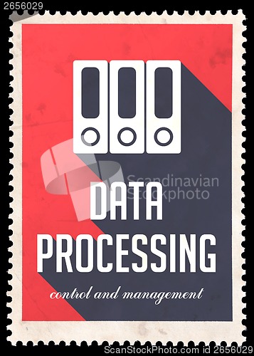 Image of Data Processing on Red in Flat Design.