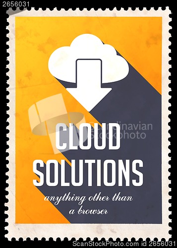 Image of Cloud Solutions on Yellow in Flat Design.