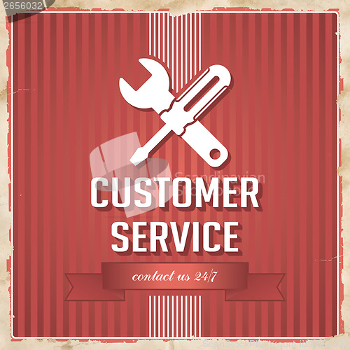 Image of Customer Service Concept on Red in Flat Design.