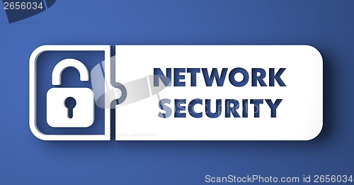 Image of Network Security on Blue in Flat Design Style.