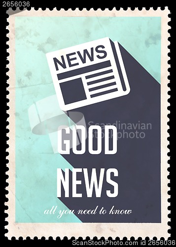 Image of Good News on Blue in Flat Design.