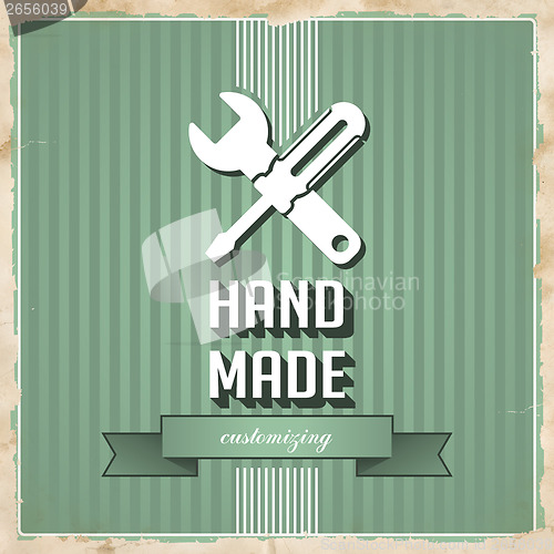 Image of HandMade Concept on Green in Flat Design.