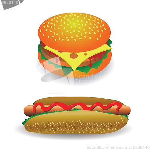 Image of hot dog and hamburger