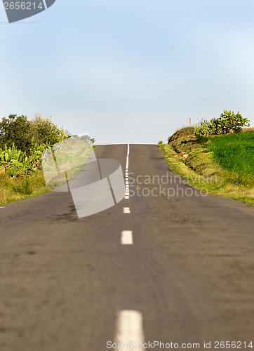 Image of Long Country Road with Markings