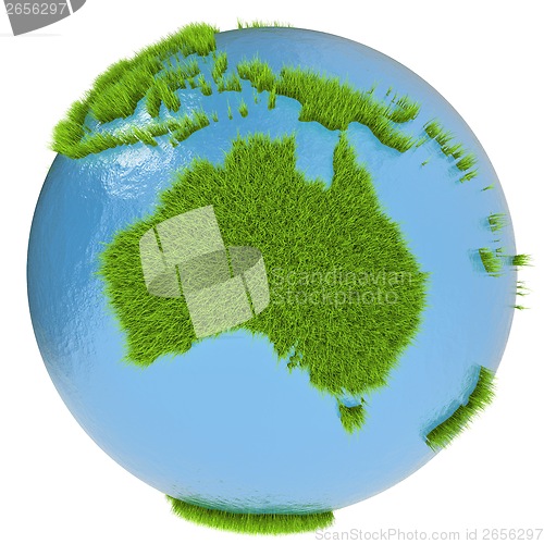 Image of Australia on green planet