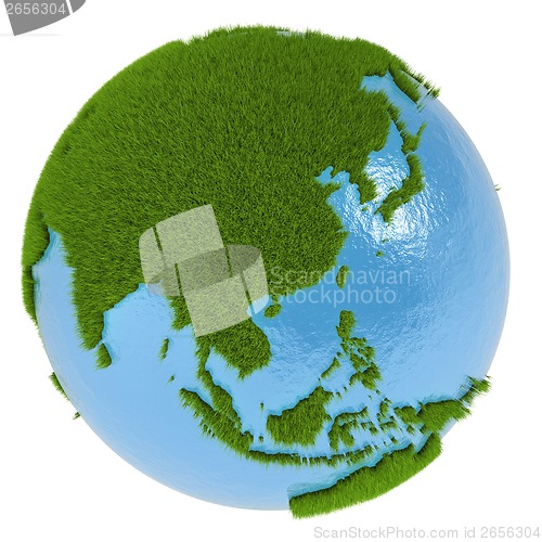 Image of East Asia on green planet