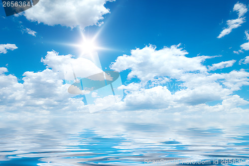 Image of blue sky ocean