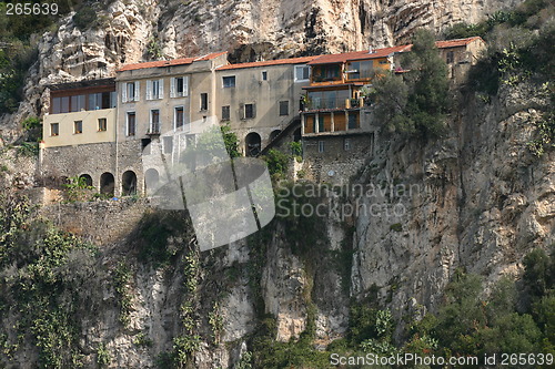 Image of Houses on a steep cliff, France