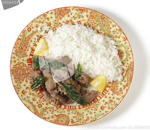 Image of Chili beef and basil from above