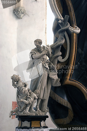 Image of Moses lifts up the brass serpent