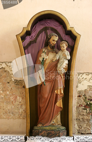 Image of Saint Joseph holding baby Jesus