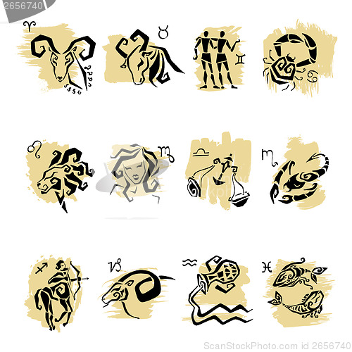 Image of Horoscope Zodiac  Star signs, vector set.