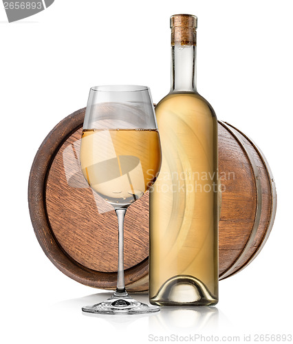 Image of Barrel and wine isolated