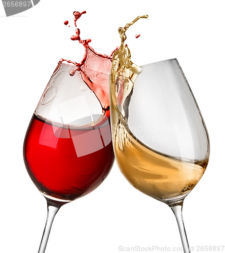Image of Splashes of wine in two wineglasses