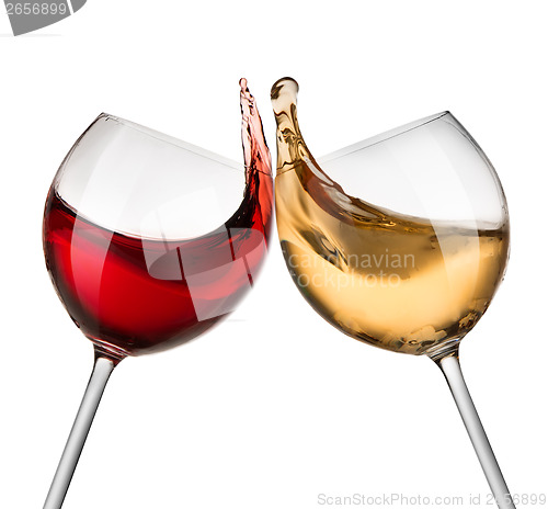 Image of Red and white wine waves