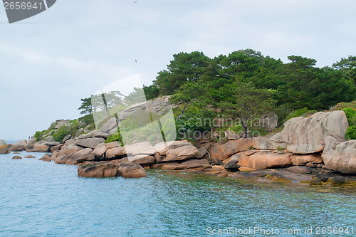 Image of pink granite coast around Seven Islands