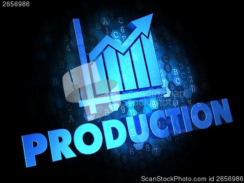 Image of Production Concept on Dark Digital Background.