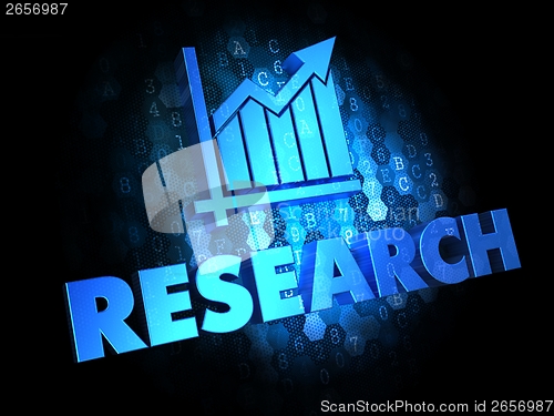 Image of Research Concept on Dark Digital Background.