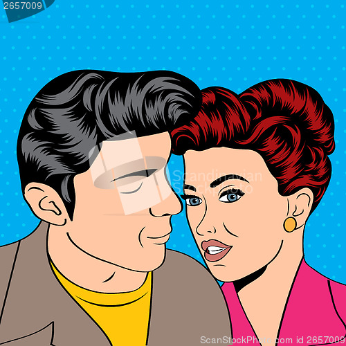 Image of Man and woman love couple in pop art comic style