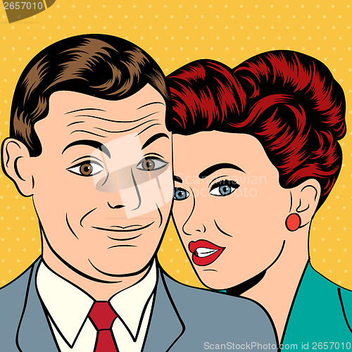 Image of Man and woman love couple in pop art comic style