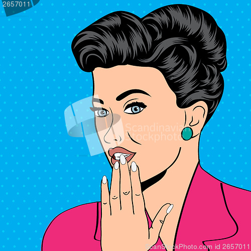 Image of cute retro woman in comics style