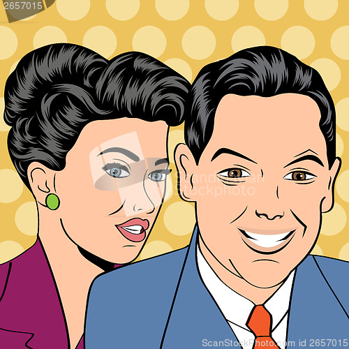 Image of Man and woman love couple in pop art comic style