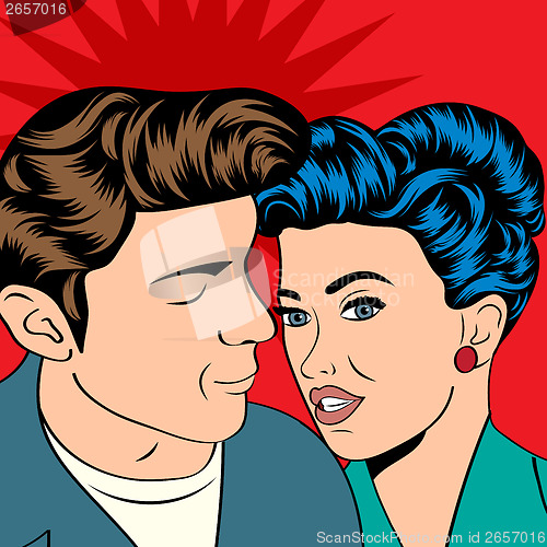 Image of Man and woman love couple in pop art comic style