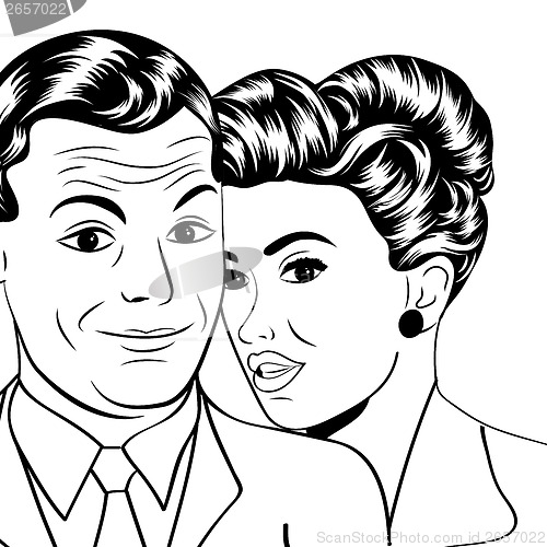 Image of Man and woman love couple in pop art comic style
