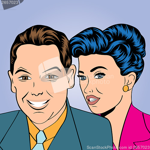 Image of Man and woman love couple in pop art comic style