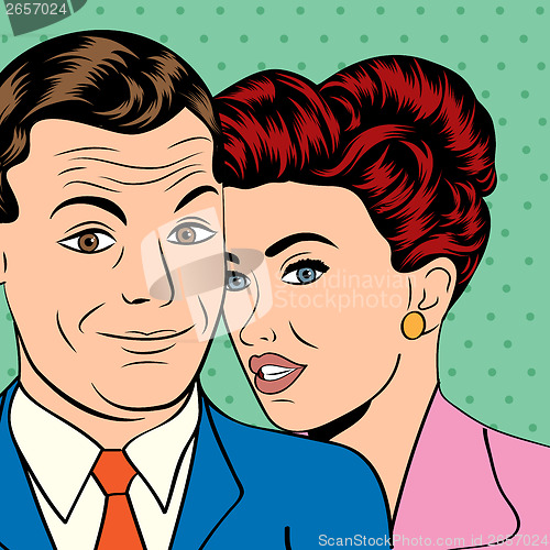 Image of Man and woman love couple in pop art comic style