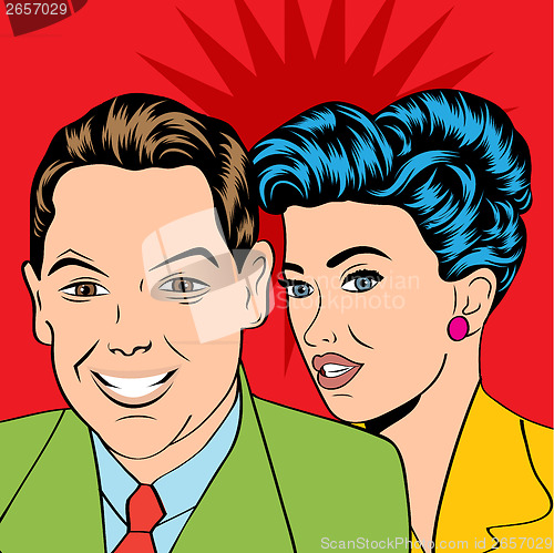 Image of Man and woman love couple in pop art comic style