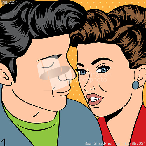 Image of Man and woman love couple in pop art comic style
