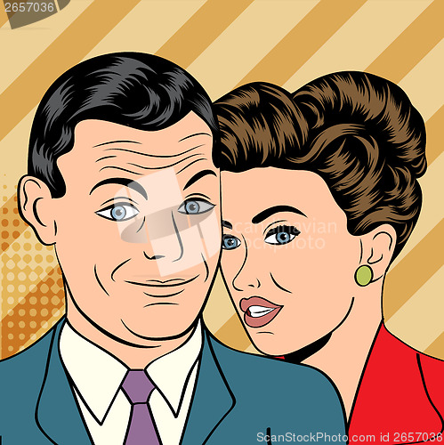 Image of Man and woman love couple in pop art comic style