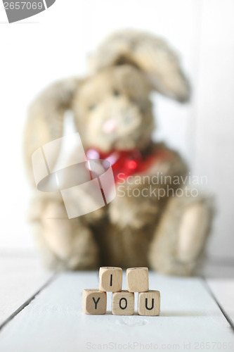 Image of Teddy Bear Bunny With Valentine or Anniversary Love Theme