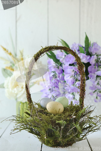 Image of Easter Holiday Themed Still Life Scene in Natural Light