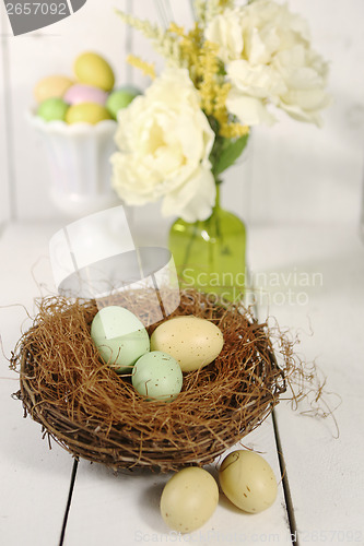 Image of Easter Holiday Themed Still Life Scene in Natural Light