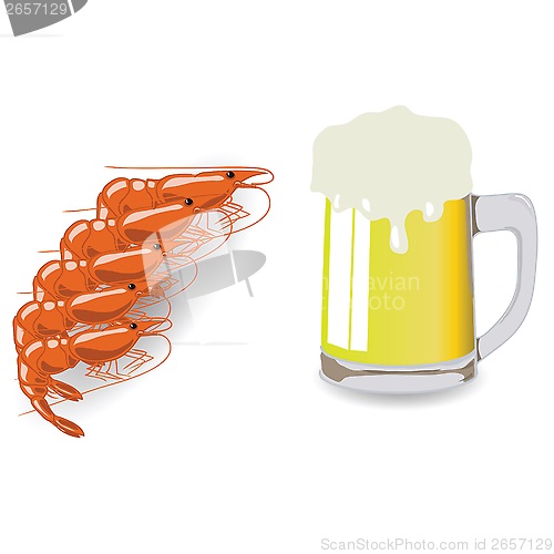 Image of mug of beer and shrimps