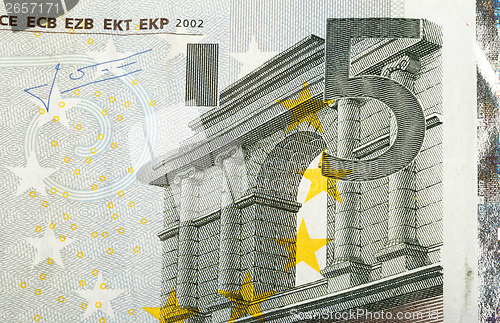Image of detail of euro fifth money banknote