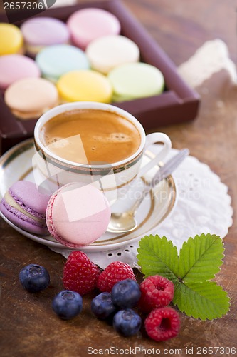 Image of Coffee and French macaroons