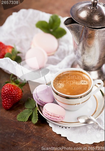 Image of Coffee and French macaroons