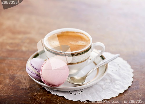 Image of Coffee and French macaroons