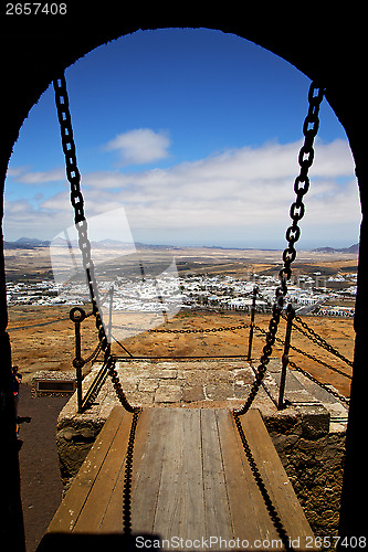 Image of drawbridge  lanzarote  spain the old wall 